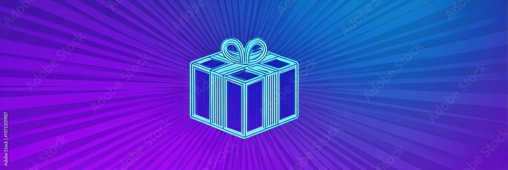 Poster glowing present icon over vibrant radial gradient background creating a festive atmosphere for celeb