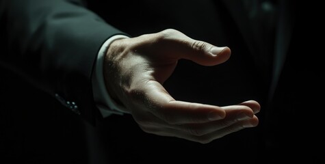 Darkly Lit Hand Offering: A Dramatic Business Image