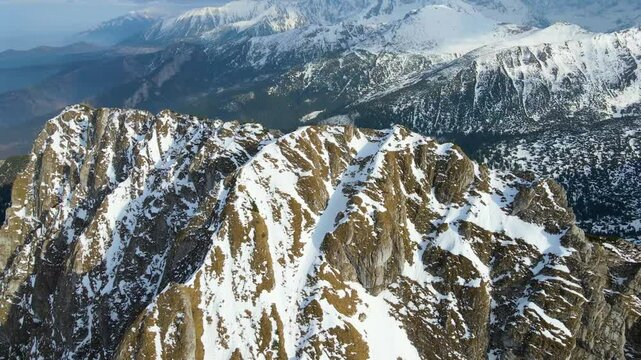 Giewont rock mountain massif winter snow near Zakopane Poland