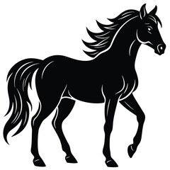 Black stallion vector illustration depicts a running horse silhouette