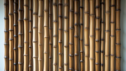 Naklejka premium Textured dried brown bamboo wall background