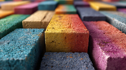 A vibrant spectrum of multicolored blocks aligned together, representing the growth of diverse communities