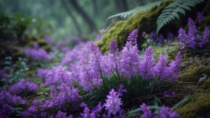 Obraz premium Colorful bush of purple blossoms near hiking trail