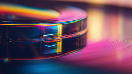 Abstract highly reflective rainbow background.