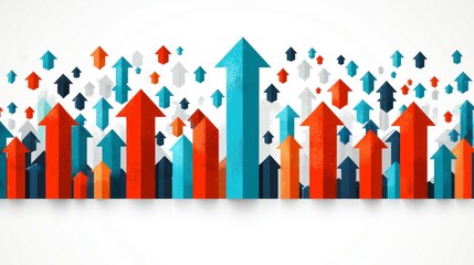 Fototapeta premium Upward-pointing arrows of vibrant colors ascend