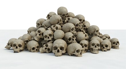 Pile of Skulls: 3D Render of Human Skulls - Stock Image