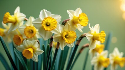 Fototapeta premium Nature's Spring Blooms: Daffodils and Seasonal Flowers