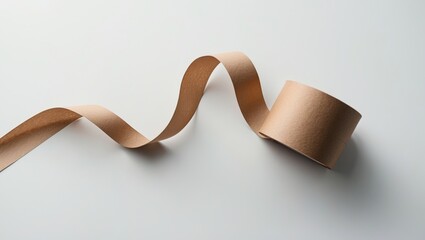 Isolated roll of ribbon shown from a top perspective on white