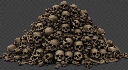 Pile of Skulls & Bones: 3D Render, Dark Fantasy Image