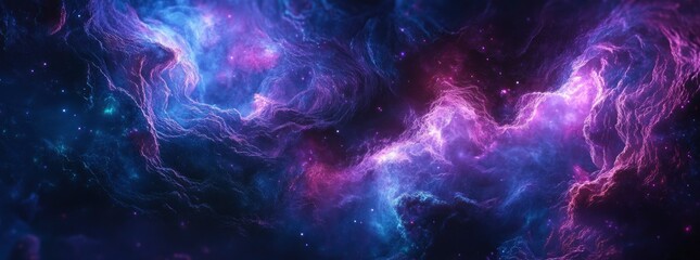 Fototapeta premium Cosmic Nebula: Swirling Purple and Blue Celestial Cloudscape