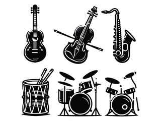 Obraz premium Music Instruments Vector Icon Pack