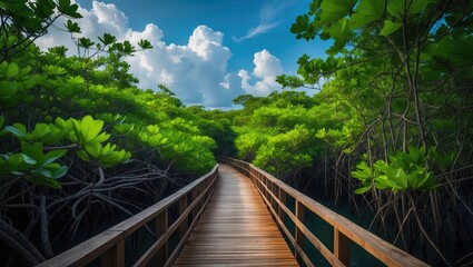 Mangrove forest walkway inside the national park