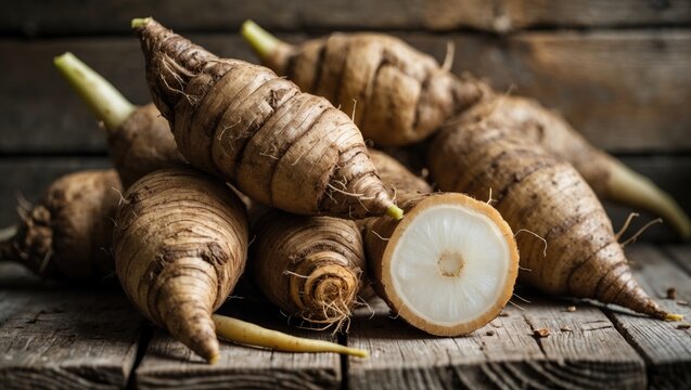Whole Organic Brown Taro Root for Asian Cuisine