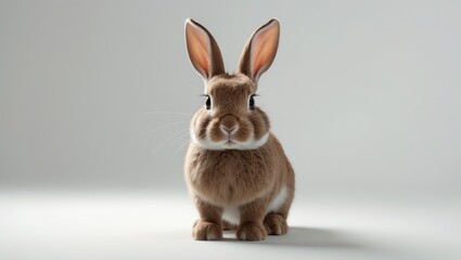 Fototapeta premium Sweet baby rabbit against a white background, embodying festival and spring themes.