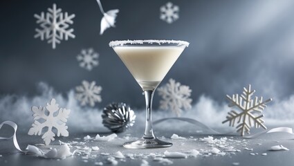Creamy coconut cocktail with a winter holiday vibe