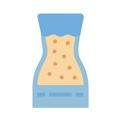 Hourglass illustration with tan filling and light blue frame