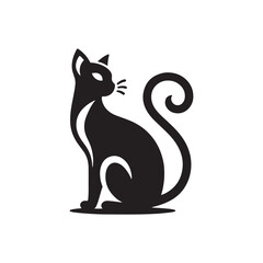 Balinese Vector Silhouette: Graceful and Elegant Long-Haired Cat Illustration in Minimalist Style, Capturing the Breed’s Poise, Flowing Tail, and Distinctive Oriental Features in Vector Form.
