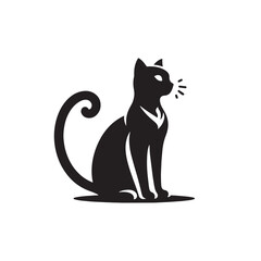 Balinese Vector Silhouette: Graceful and Elegant Long-Haired Cat Illustration in Minimalist Style, Capturing the Breed’s Poise, Flowing Tail, and Distinctive Oriental Features in Vector Form.
