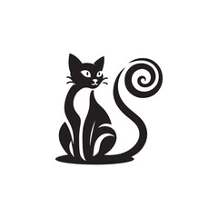 Balinese Vector Silhouette: Graceful and Elegant Long-Haired Cat Illustration in Minimalist Style, Capturing the Breed’s Poise, Flowing Tail, and Distinctive Oriental Features in Vector Form.
