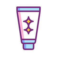 Cartoon tube of cream with star accents, flat design