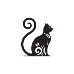 Balinese Vector Silhouette: Graceful and Elegant Long-Haired Cat Illustration in Minimalist Style, Capturing the Breed’s Poise, Flowing Tail, and Distinctive Oriental Features in Vector Form.
