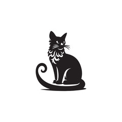 Balinese Vector Silhouette: Graceful and Elegant Long-Haired Cat Illustration in Minimalist Style, Capturing the Breed’s Poise, Flowing Tail, and Distinctive Oriental Features in Vector Form.
