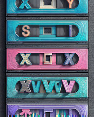 Colorful decorative letter tiles collection
