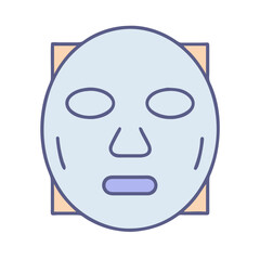 Minimalist face sheet mask icon on black background