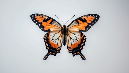Obraz premium Colorful butterfly with detailed wings displayed on a white background, featuring common tiger and monarch species
