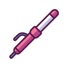 Stylized pink curling iron on black background illustration