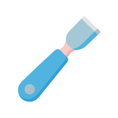 Blue handled chisel isolated on black background illustration style