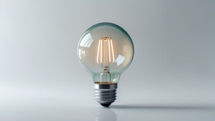 Light bulb shown isolated on plain white surface