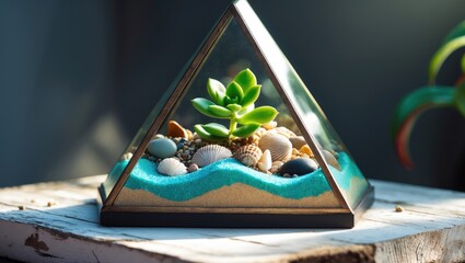 Succulent and Other Plant Arrangement in a Florarium