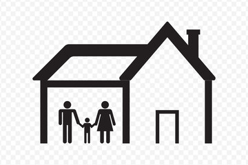 Family Icon. symbol family inside the house, family at home icon on Transparent Background. EPS 10.