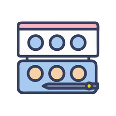 Obraz premium Flat illustration of an eye shadow palette on black background