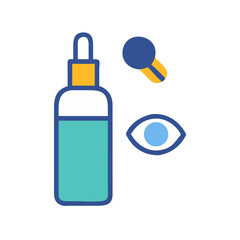Eye drop bottle dropper and simple eye icon illustration