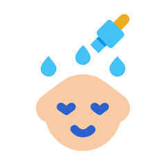 Illustration of baby receiving treatment with dropper and drops