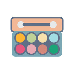 Flat illustration of colorful eyeshadow palette makeup product