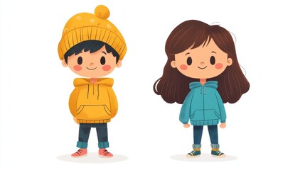 Set of boy and girl character illustration illustration , no logos, no brands