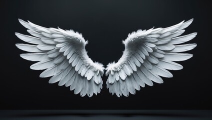 Fototapeta premium Isolated white wings of an angel on a dark background