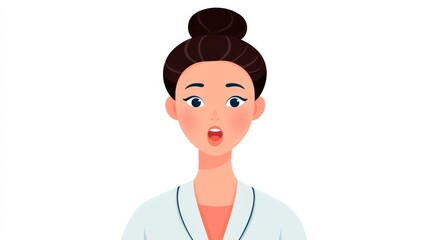 Fototapeta premium Nurse Avatar with Surprised Facial Expression in a Digital Illustration
