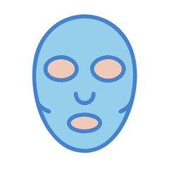 Light blue facial mask isolated on black background