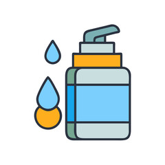 Obraz premium Stylized Hand Sanitizer Dispenser Icon with Liquid Droplets