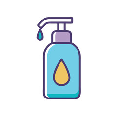 Iconic hand sanitizer bottle illustration in vibrant, clean style