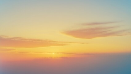 Beautiful Sunrise with Soft Bright Colors and Cloudy Horizon