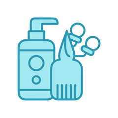 Hair dye kit and accessories illustration on black background