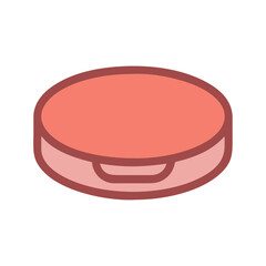 Flat design illustration of a coral colored powder compact
