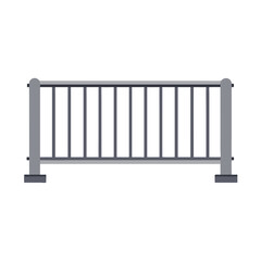 Metal safety barrier in front view on White Background