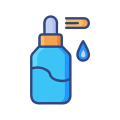 Blue bottle with dropper and a liquid droplet icon