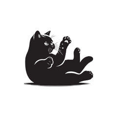 British Shorthair Vector Silhouette: Iconic and Sturdy Cat Illustration in Clean Vector Style, Showcasing the Breed’s Round Face, Plush Coat, and Distinctive Stocky Build in Profile.
